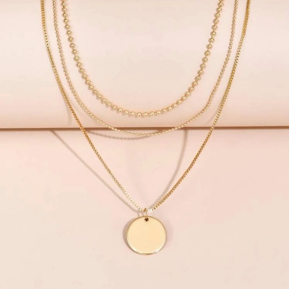 Gold Layered Disc Necklace - Picture 4 of 5